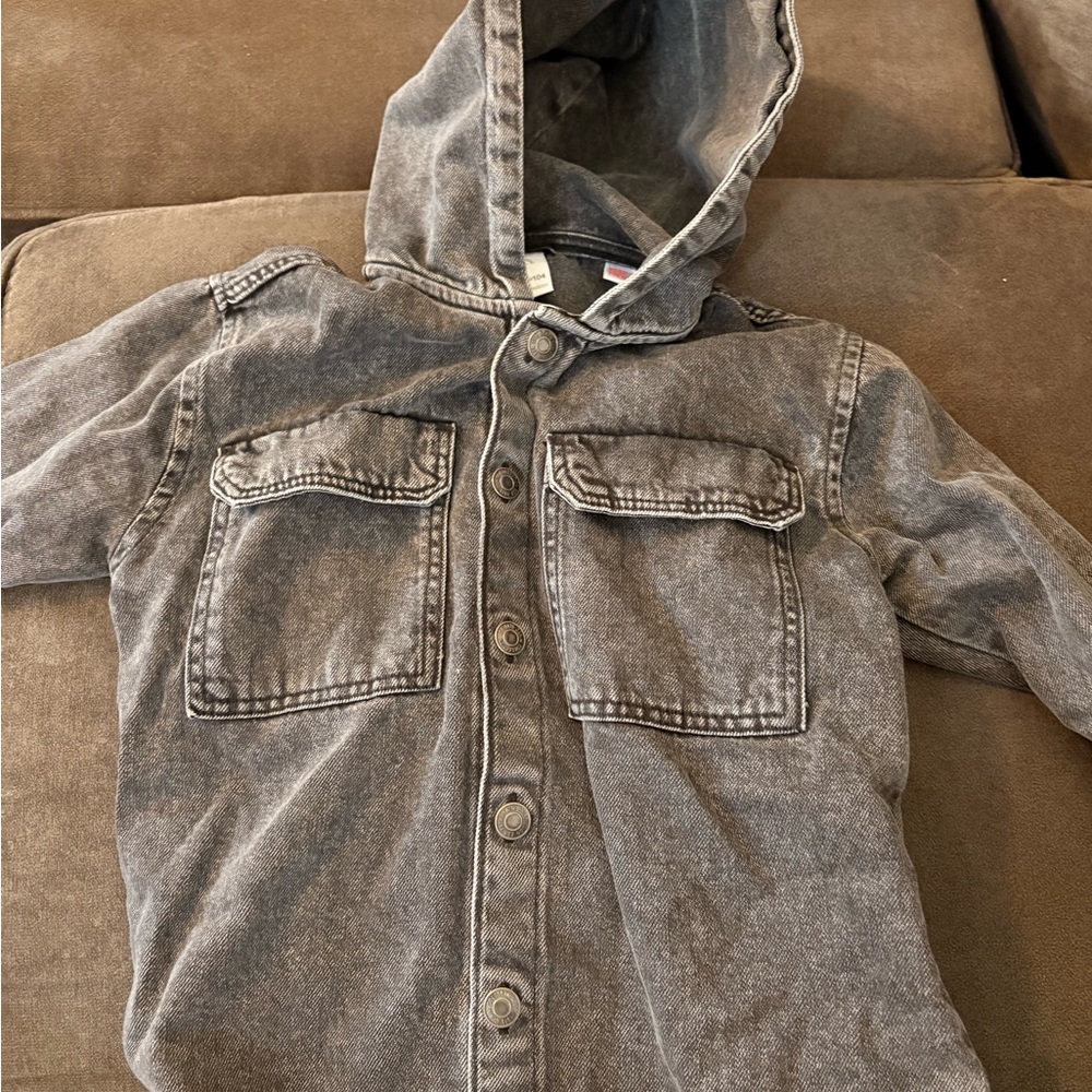 Zara Kids Charcoal Hooded Denim Jacket